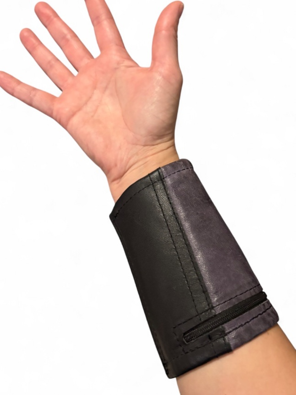 Platinum Dirt Reclaimed Leather Zip Cuff Wearable Wallet